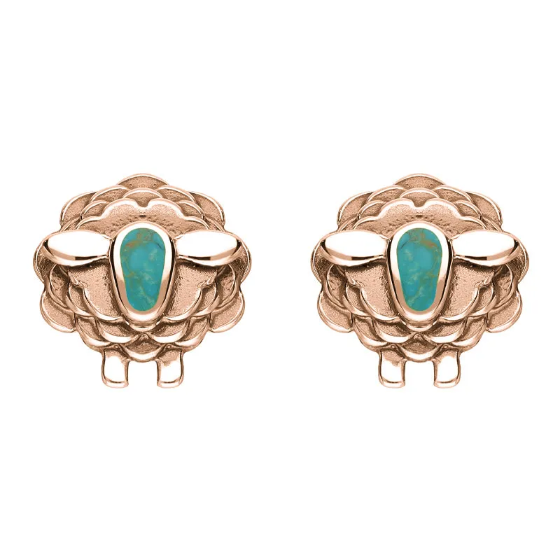 9ct Rose Gold Turquoise Sheep Stud Earrings sold by Jura Watches