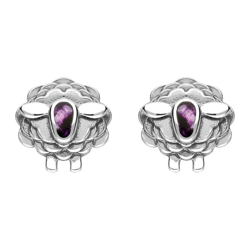 9ct White Gold Blue John Sheep Stud Earrings sold by Jura Watches