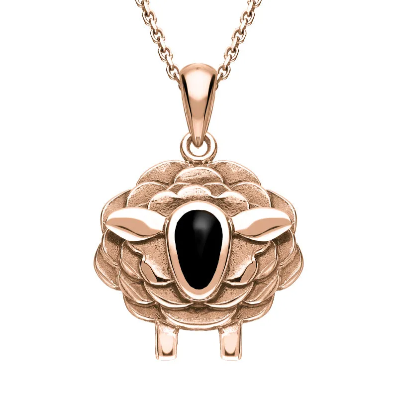 9ct Rose Gold Whitby Jet Sheep Necklace sold by Jura Watches