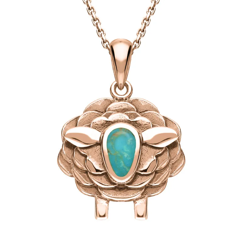 9ct Rose Gold Turquoise Sheep Necklace sold by Jura Watches