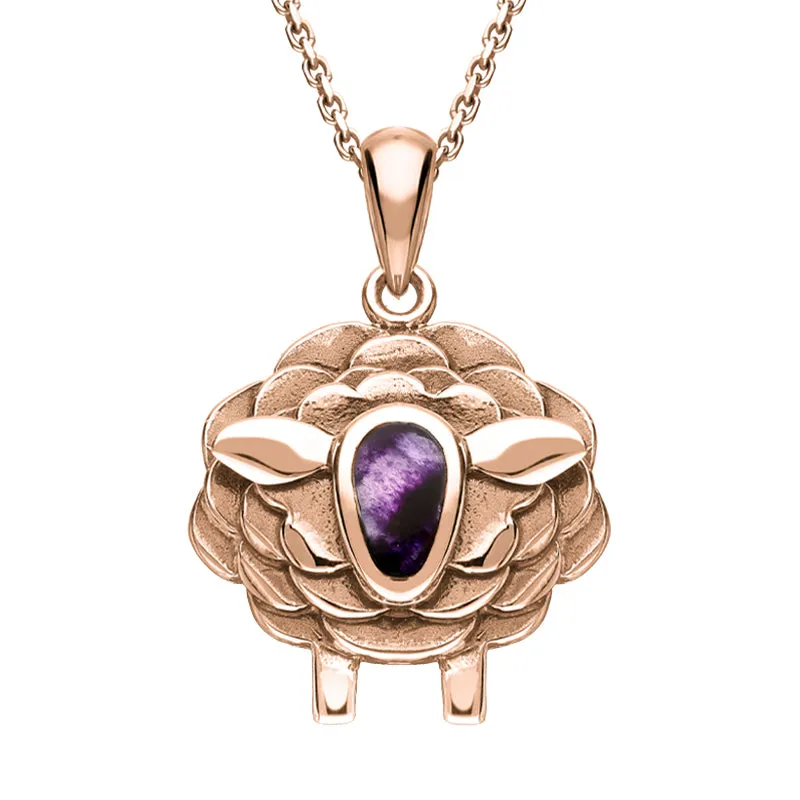 9ct Rose Gold Blue John Sheep Necklace sold by Jura Watches