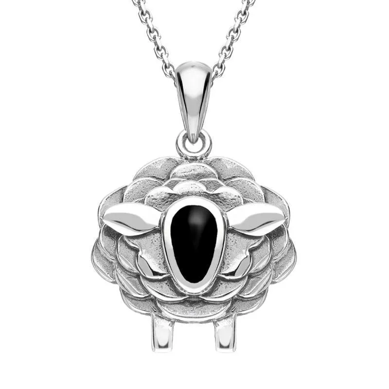 9ct White Gold Whitby Jet Sheep Necklace sold by Jura Watches