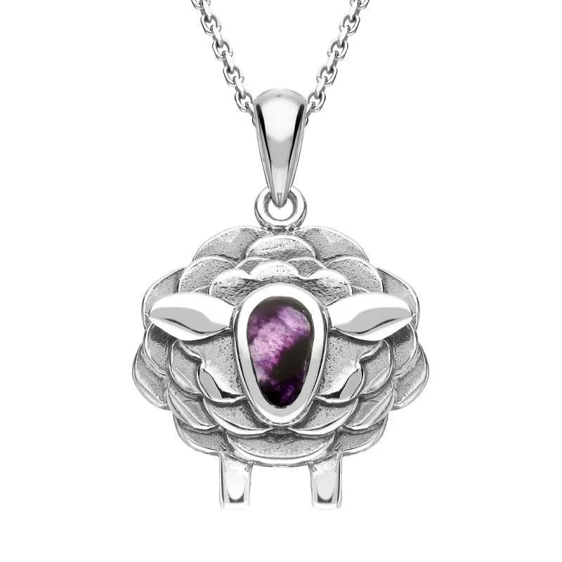 9ct White Gold Blue John Sheep Necklace sold by Jura Watches