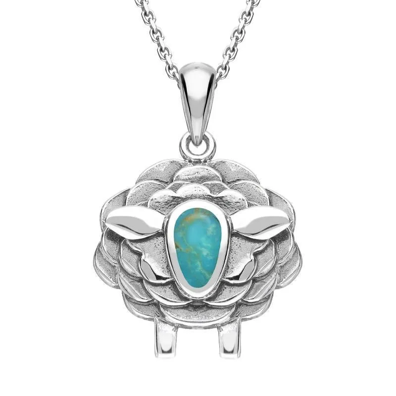 9ct White Gold Turquoise Sheep Necklace sold by Jura Watches