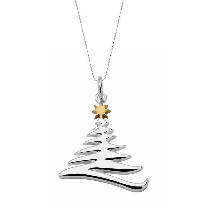 Sterling Silver Large Zig Zag Christmas Tree Necklace sold by Jura Watches
