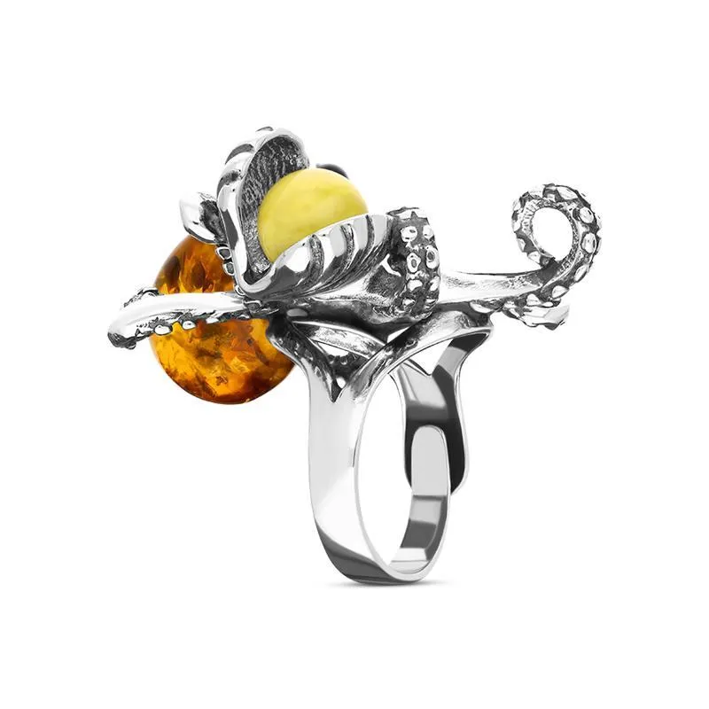 Sterling Silver Amber Octopus Ring sold by Jura Watches product image thumbnail 2