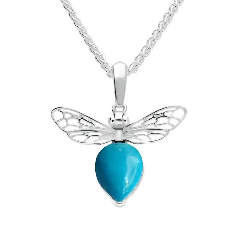 Sterling Silver Small Turquoise Bee Necklace made by C.W. Sellors