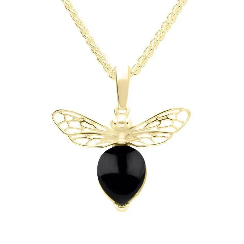 9ct Yellow Gold Small Whitby Jet Bee Necklace sold by Jura Watches