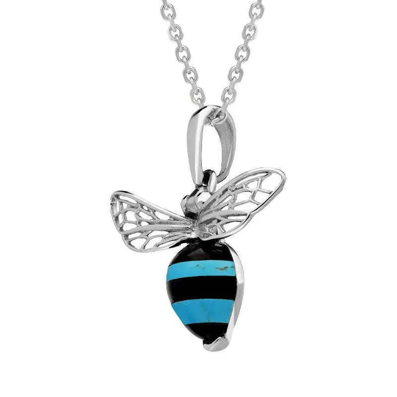 Sterling Silver Whitby Jet Turquoise Winged Bee Necklace sold by Jura Watches product image thumbnail 2