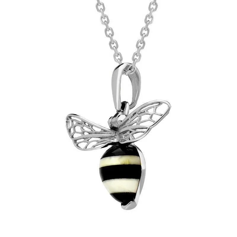 Sterling Silver Whitby Jet Amber Winged Bee Necklace sold by Jura Watches product image thumbnail 2