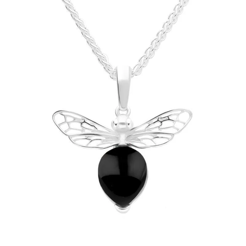 Sterling Silver Small Whitby Jet Bee Necklace sold by Jura Watches