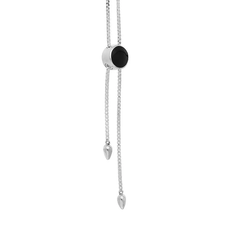 Sterling Silver Whitby Jet Lineaire Round Stone Adjustable Necklace sold by Jura Watches product image thumbnail 2