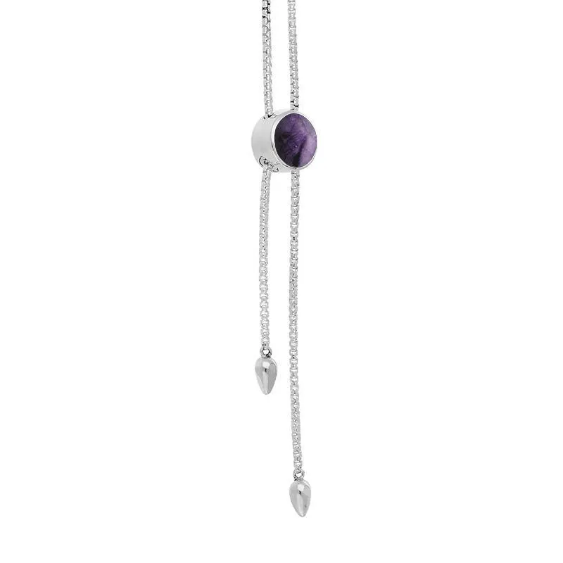 Sterling Silver Blue John Lineaire Round Stone Adjustable Necklace sold by Jura Watches product image thumbnail 2