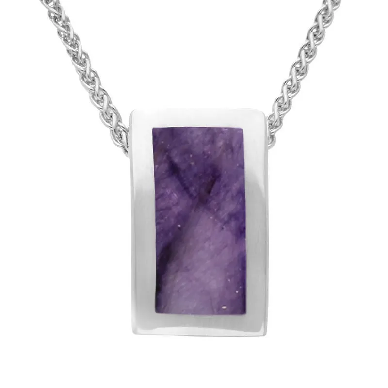 Sterling Silver Blue John Framed Oblong Necklace sold by Jura Watches