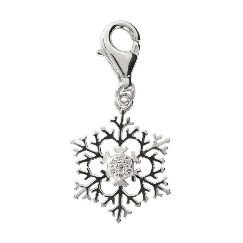 Sterling Silver White Cubic Zirconia Sparkly Snowflake Charm D sold by Jura Watches