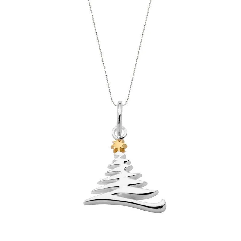 Sterling Silver Medium Abstract Christmas Tree Necklace sold by Jura Watches