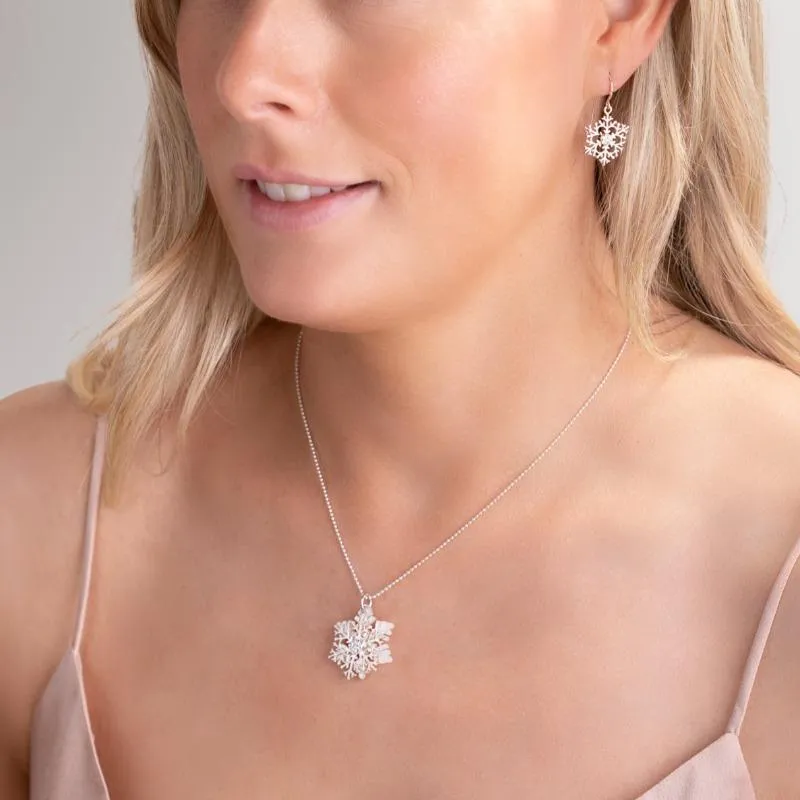 Sterling Silver Mother of Pearl Medium Snowflake Necklace sold by Jura Watches product image thumbnail 2