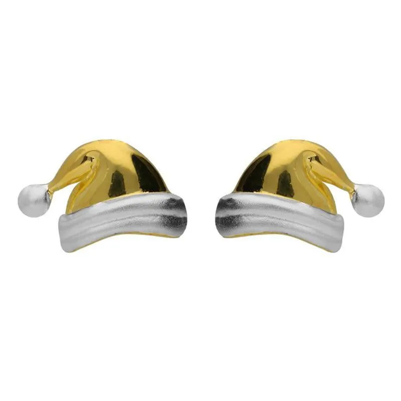 Yellow Gold Plated Sterling Silver Santa Hat Stud Earrings sold by Jura Watches