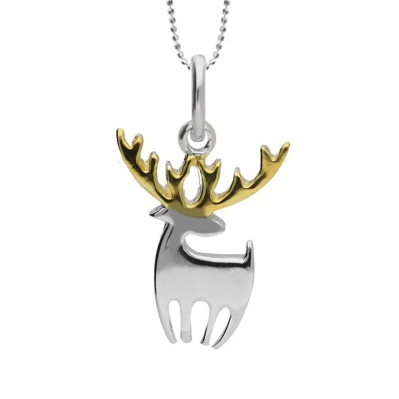Yellow Gold Plated Sterling Silver Reindeer Silhouette Necklace sold by Jura Watches