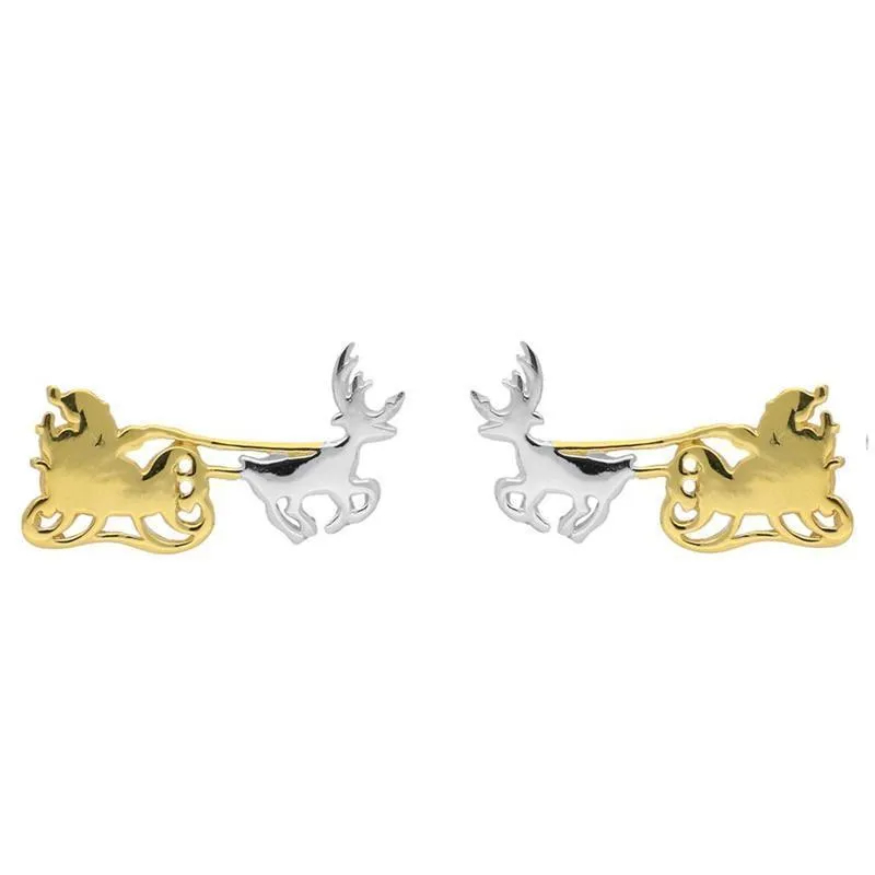 Yellow Gold Plated Sterling Silver Santa's Sleigh Stud Earrings sold by Jura Watches