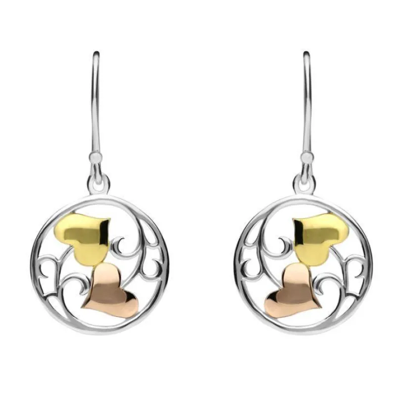 Yellow Rose Gold Sterling Silver Plated Heart and Vine Hook Earrings D sold by Jura Watches