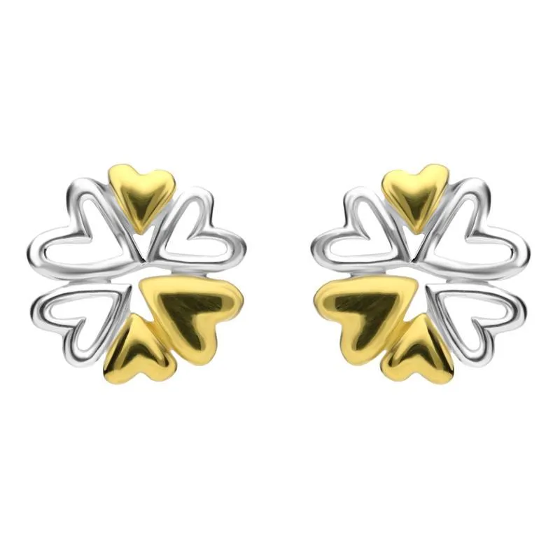 Yellow Gold Sterling Silver Plated Heart Snowflake Stud Earrings D sold by Jura Watches
