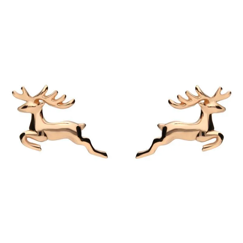 Rose Gold Sterling Silver Plated Reindeer Stud Earrings sold by Jura Watches