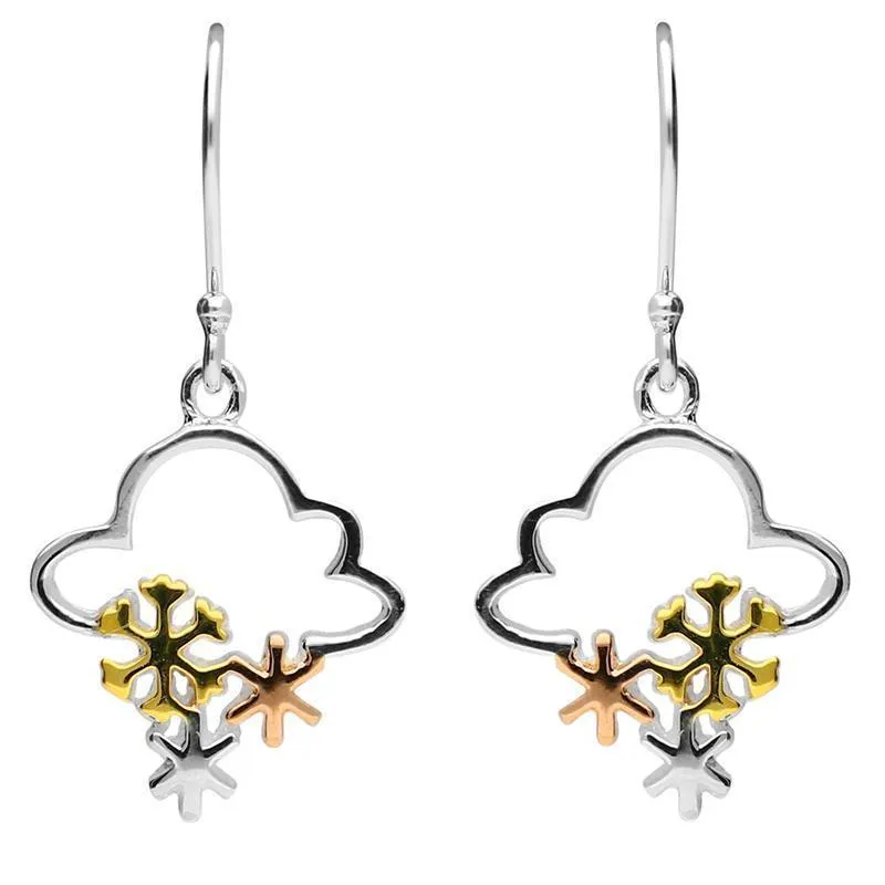 Yellow Rose Gold Sterling Silver Plated Cloud and Snowflake Hook Earrings D sold by Jura Watches