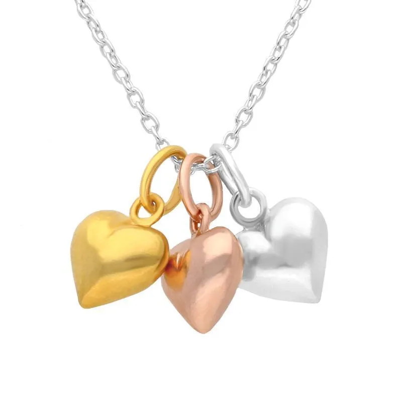 Yellow Rose Gold Sterling Silver Plated Three Heart Necklace sold by Jura Watches