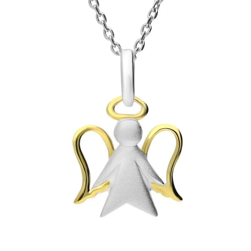 Sterling Silver Yellow Gold Plated Angel Necklace sold by Jura Watches