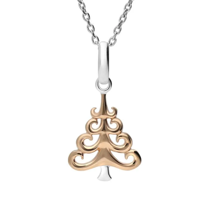 Rose Gold Sterling Silver Plated Christmas Tree Necklace sold by Jura Watches