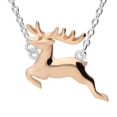 Rose Gold Sterling Silver Plated Reindeer Necklace sold by Jura Watches