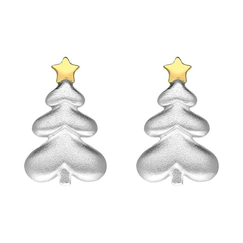 Yellow Gold Plated Sterling SilverChristmas Tree Star Stud Earrings sold by Jura Watches