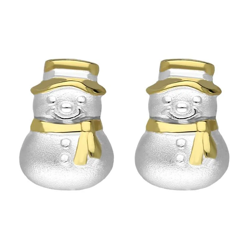 Yellow Gold Plated Sterling SilverSnowman Hat and Scarf Stud Earrings sold by Jura Watches