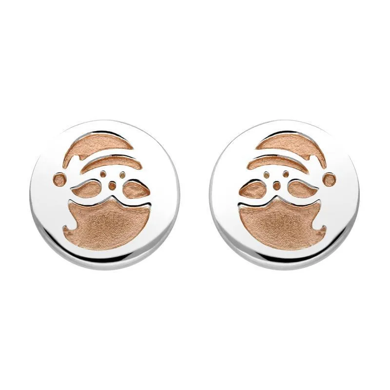 Rose Gold Plated Sterling Silver Santa Stencil Stud Earrings sold by Jura Watches
