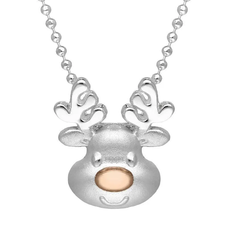 Rose Gold Plated Sterling Silver Reindeer Face Pendant sold by Jura Watches