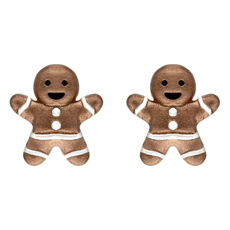 Rose Gold Plated Sterling Silver Gingerbread Man Stud Earrings sold by Jura Watches