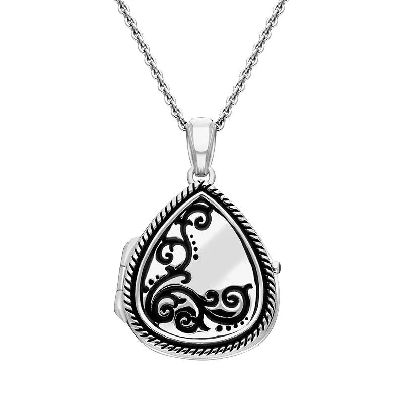 Sterling Silver Pear Swirl Rope Edge Keepsake Locket sold by Jura Watches