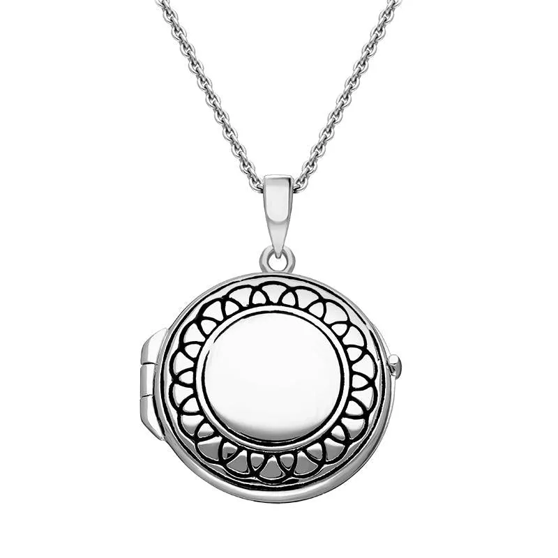 Sterling Silver Greek Edge Oval Keepsake Locket sold by Jura Watches
