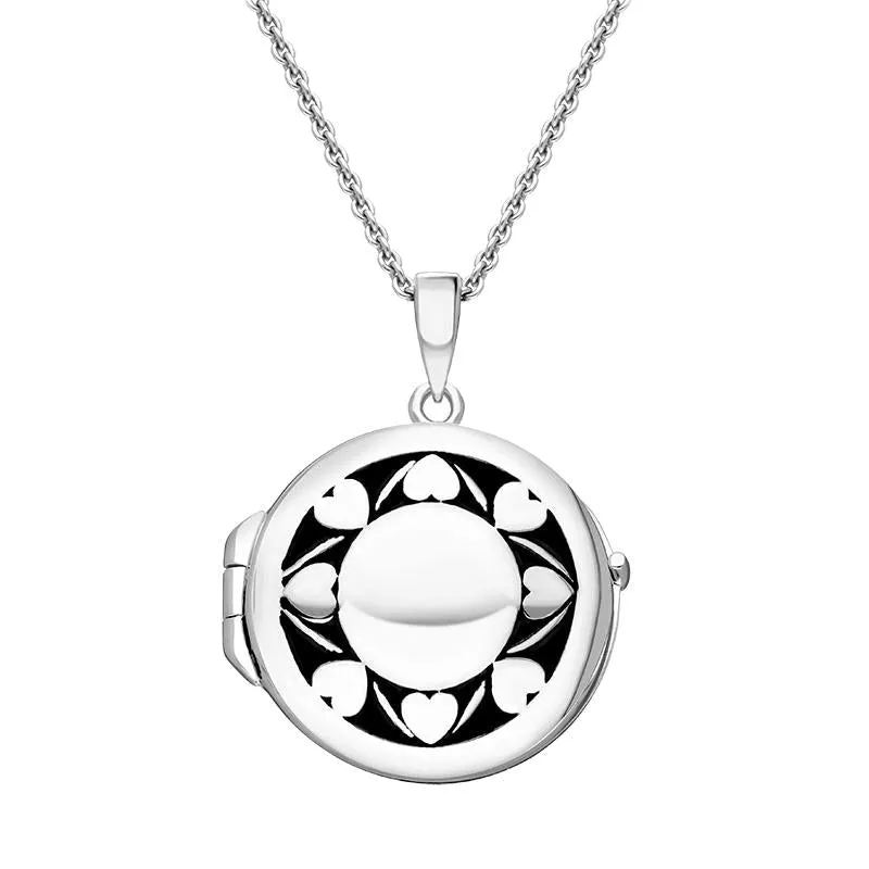 Sterling Silver Heart Edge Round Keepsake Locket sold by Jura Watches