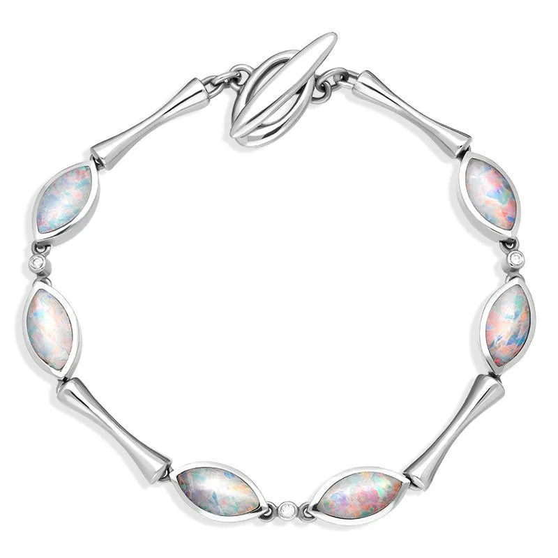 18ct White Gold Opal Diamond Marquise Link Bracelet sold by Jura Watches