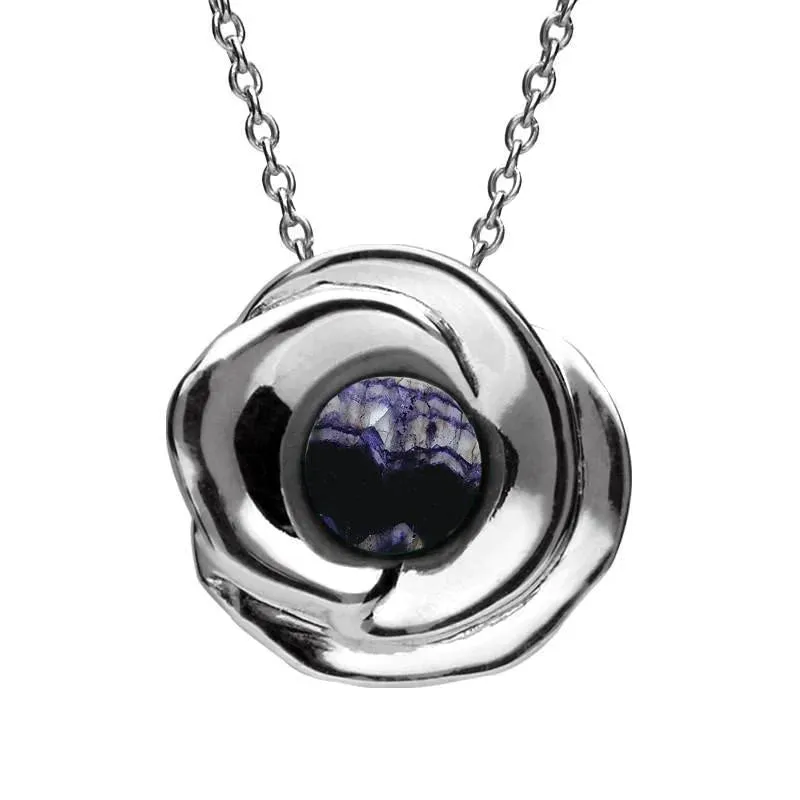 Sterling Silver Blue John Stone Rose Necklace sold by Jura Watches