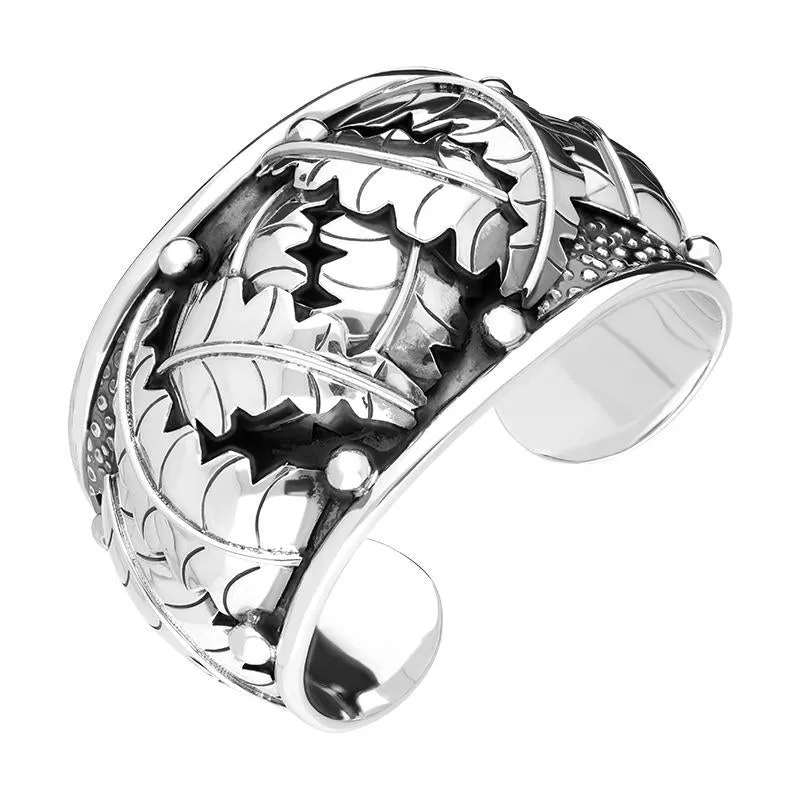 Sterling Silver Oak Leaf Cuff Bangle sold by Jura Watches