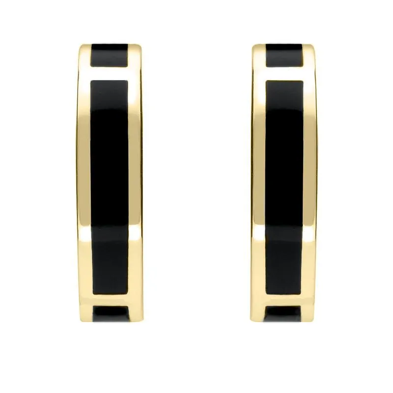 9ct Yellow Gold Whitby Jet Curved Oblong Stud Earrings sold by Jura Watches