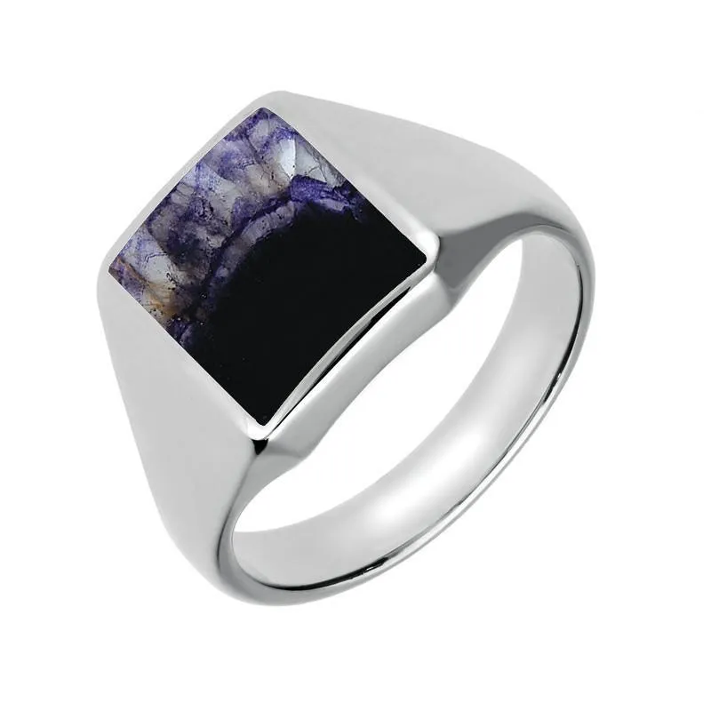 Sterling Silver Blue John Oblong Signet Ring sold by Jura Watches