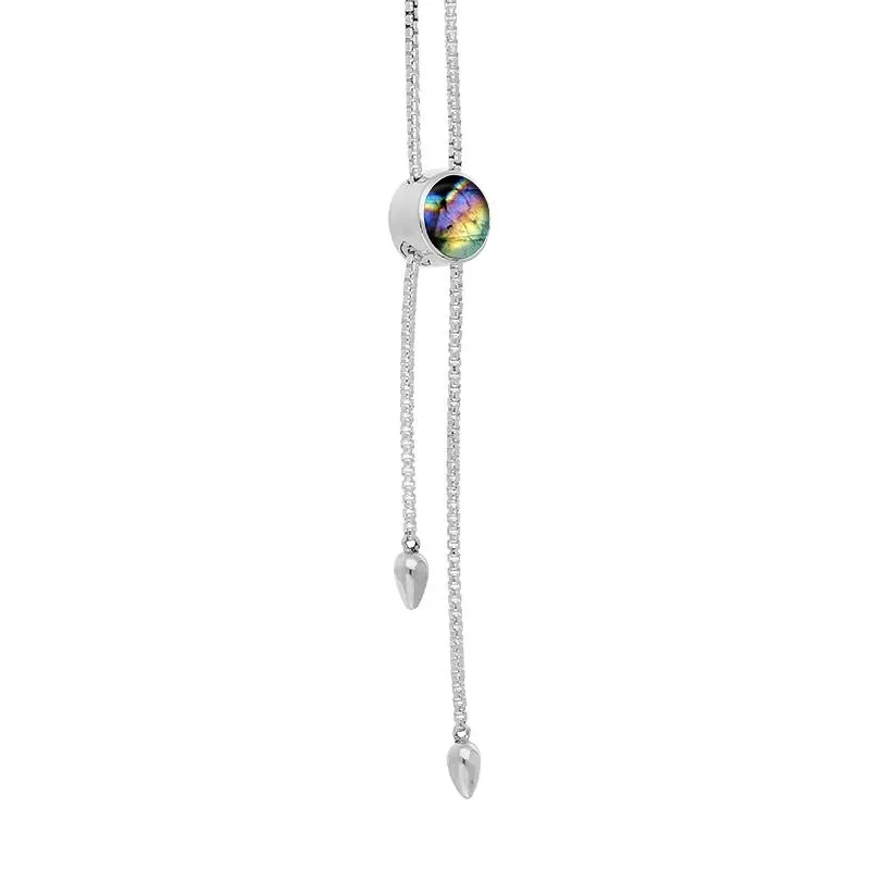 Sterling Silver Spectrolite Lineaire Round Stone Adjustable Necklace sold by Jura Watches product image thumbnail 2