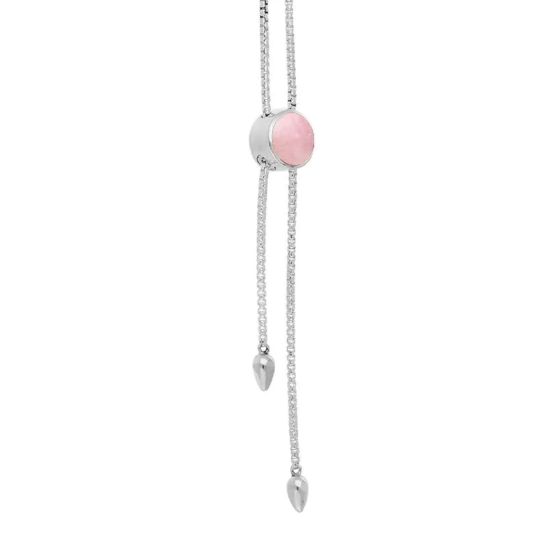 Sterling Silver Rose Quartz Lineaire Round Stone Adjustable Necklace sold by Jura Watches product image thumbnail 2