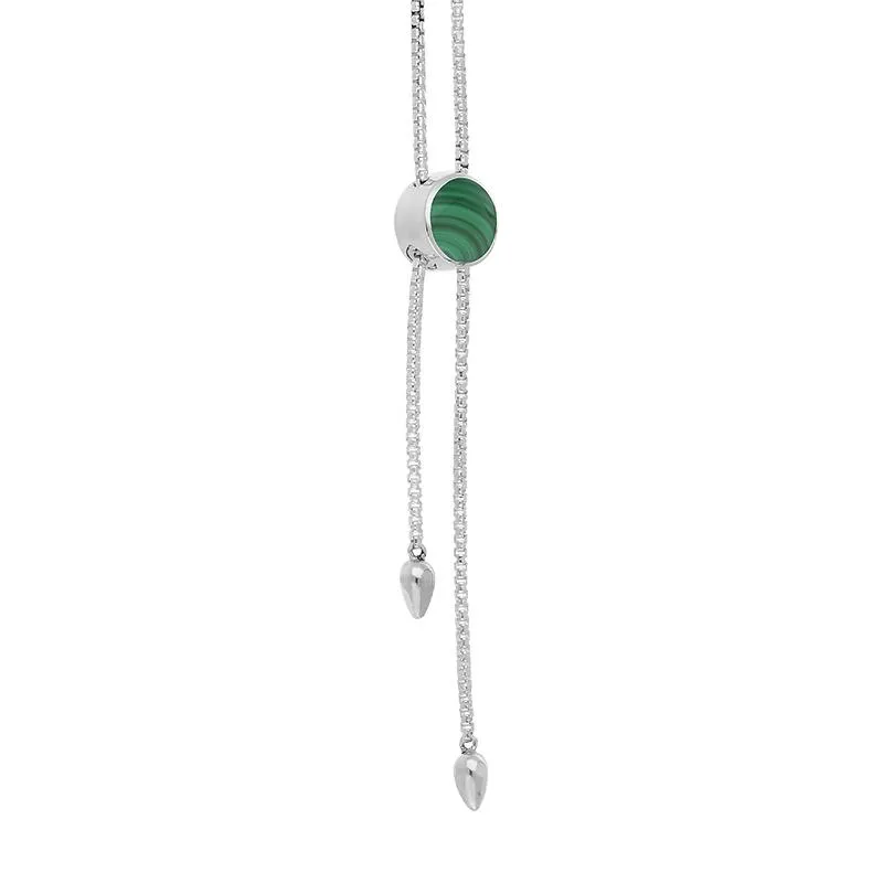 Sterling Silver Malachite Lineaire Round Stone Adjustable Necklace sold by Jura Watches product image thumbnail 2