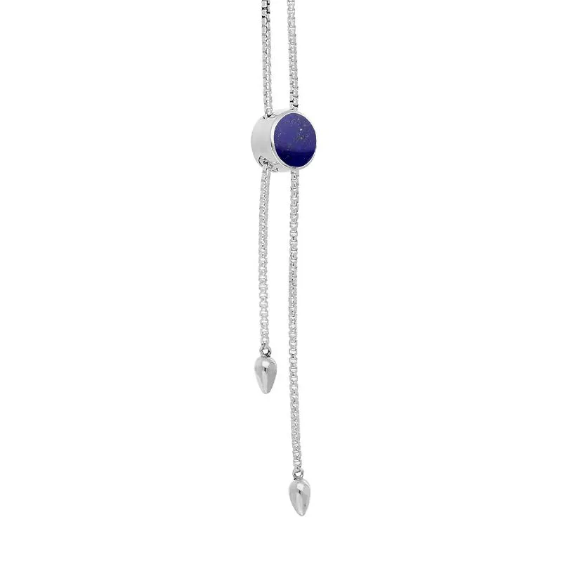 Sterling Silver Lapis Lazuli Lineaire Round Stone Adjustable Necklace sold by Jura Watches product image thumbnail 2