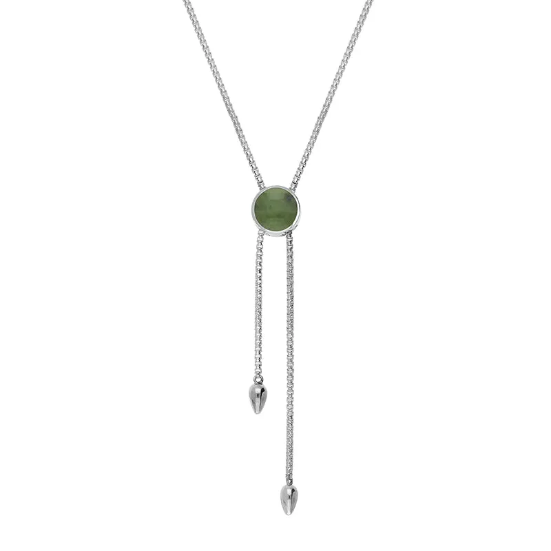 Sterling Silver Jade Lineaire Round Stone Adjustable Necklace sold by Jura Watches